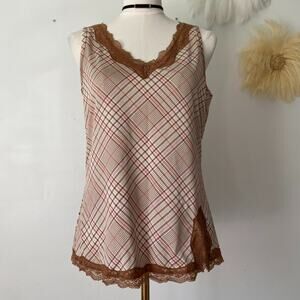 Vintage Faded Glory Womens Y2K Laced Trimmed‎ Cami Size M Preppy Academia Grunge